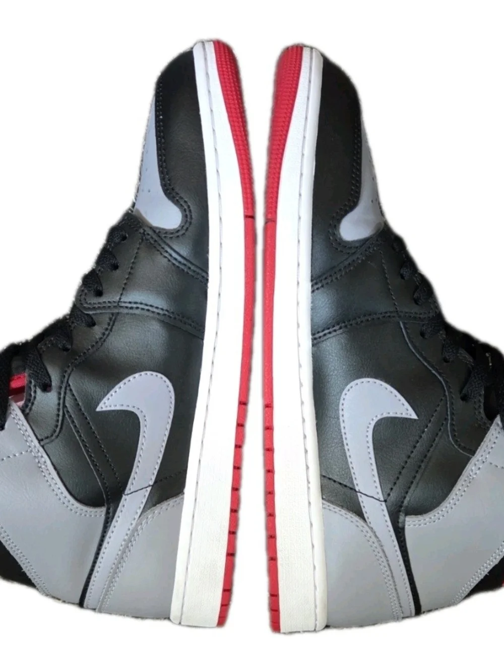 Nike Air Jordan 1 Mid Shoes Black Cement Grey Red White US Men's Size 10.5